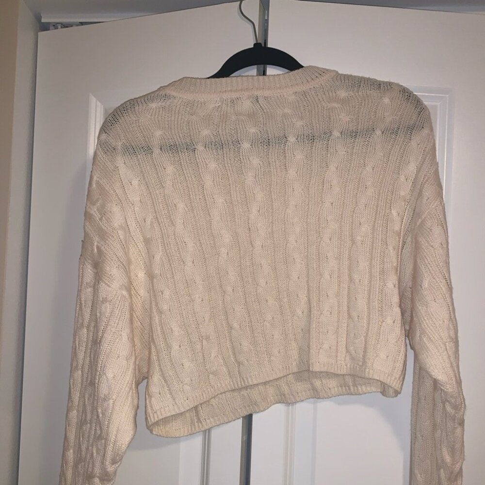 Cropped Cable Knit Sweater